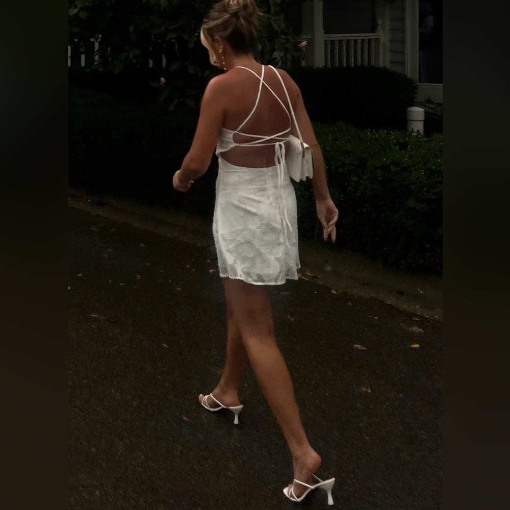 Open Back White Mini Dress